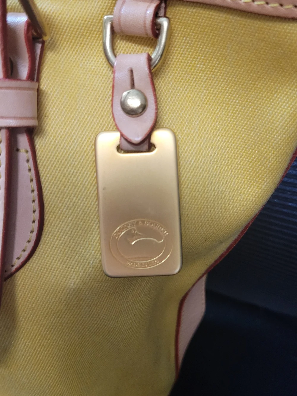 Dooney & Bourke Yellow Canvas Tote with Beige Trim